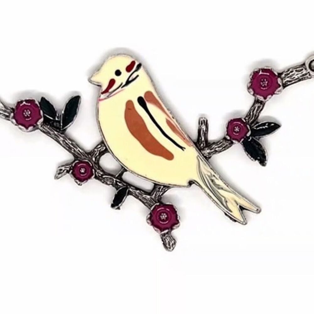 1pc Beads for Jewelry #21204 Silver & Enamel Bird Pendant